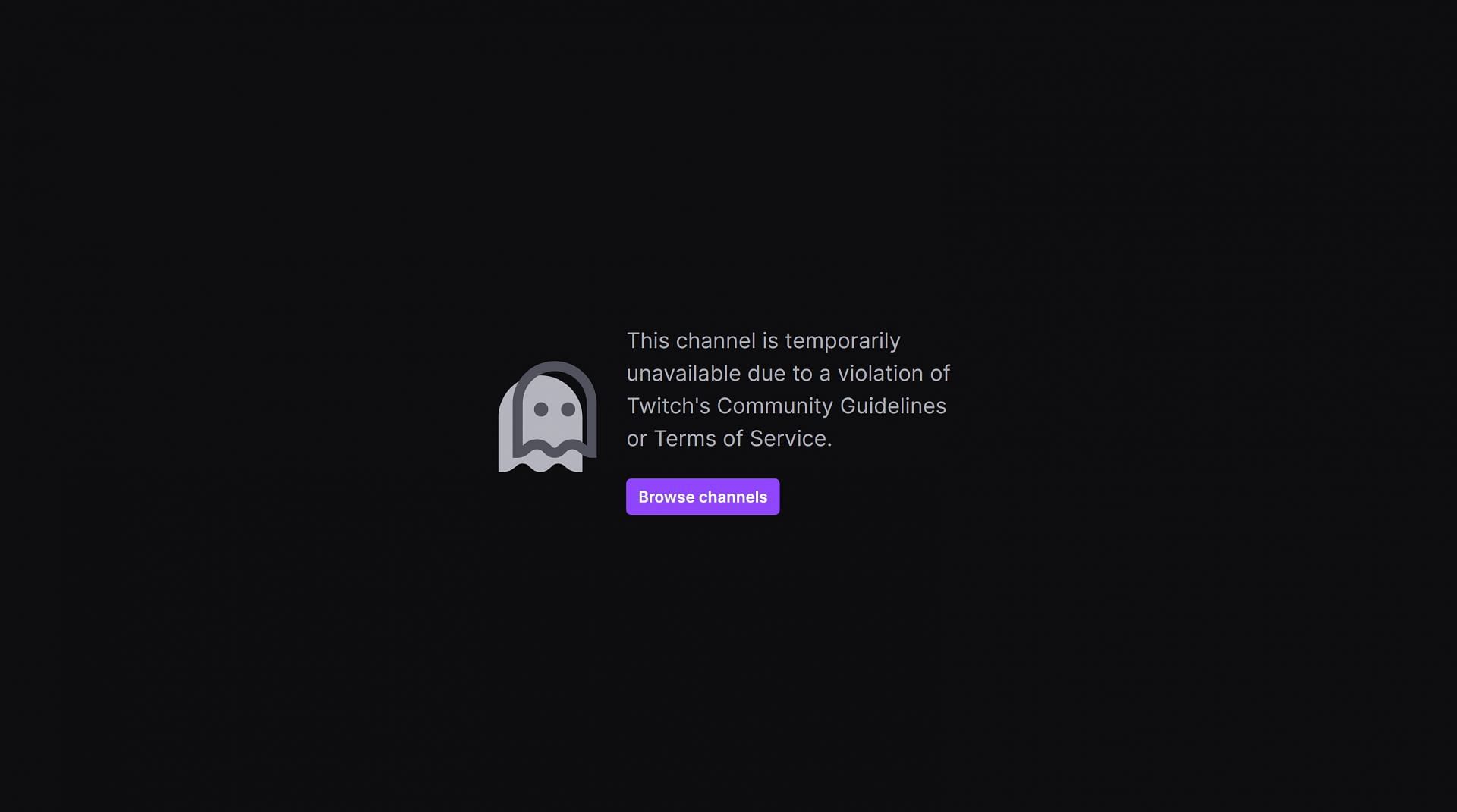 The message that appears when trying to access Tectone's official channel, as of June 5, 2025 (Image via Twitch)